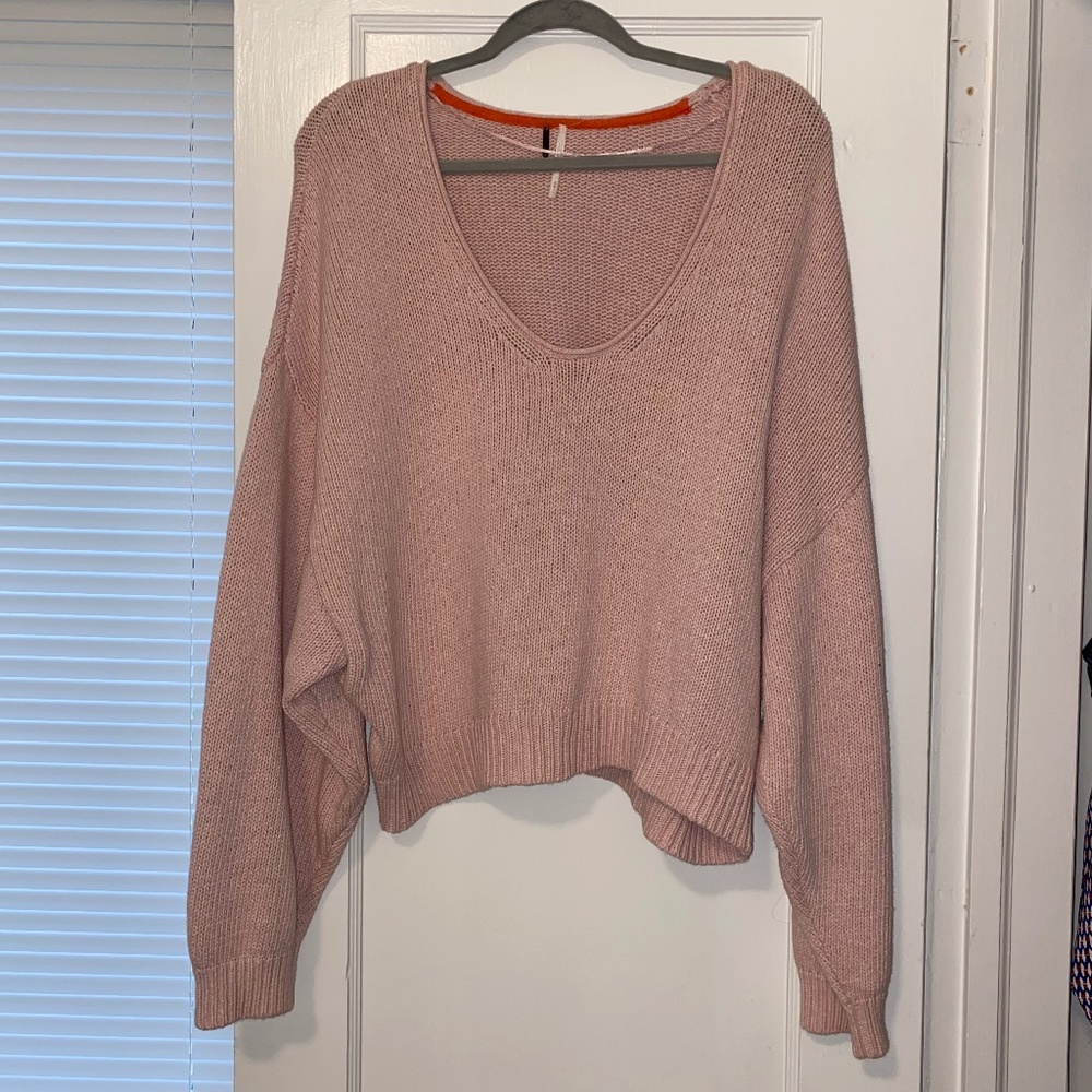 Free People Slouchy Pink Knit Seater